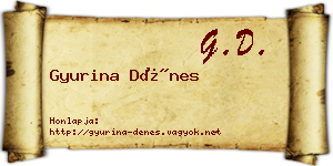 Gyurina Dénes névjegykártya